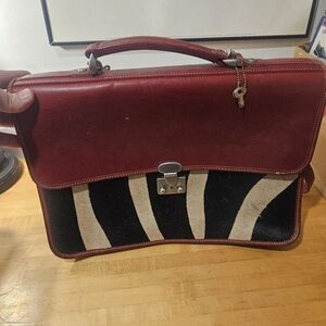 Terrida Red Italian Leather Bag With Cow Hair